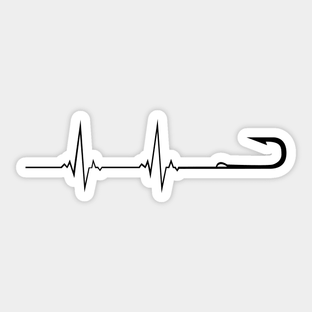 fishing hook heartbeat Sticker by TeeAMS